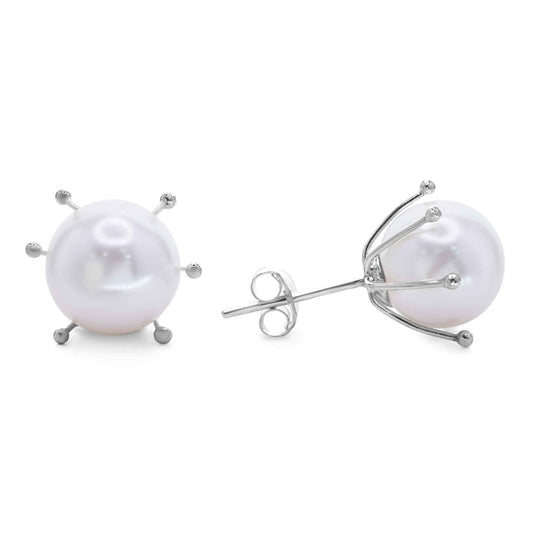 Aros de Plata 925 Perla Con Pistilo 10 mm