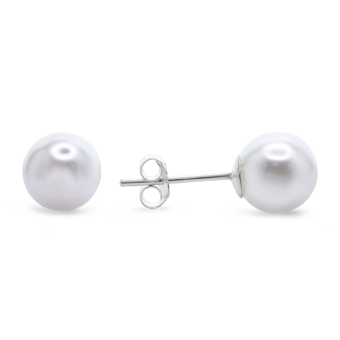 Aros de Plata 925 Perla Imitación Medianas 8 mm