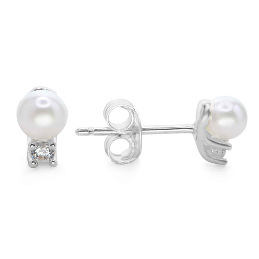 Aros de Plata 925 Perlas con Mini Circones