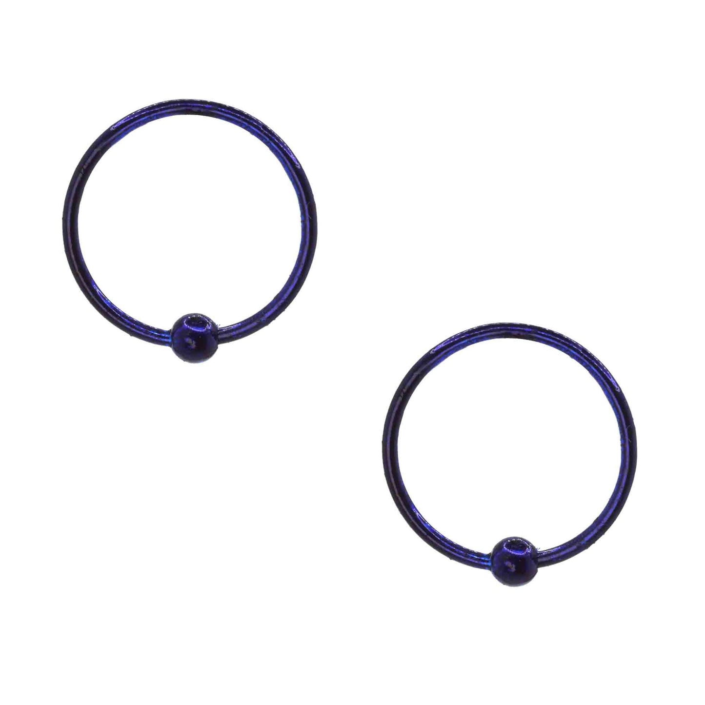 Aros de Plata Piercing Azules Esmaltados 10 mm