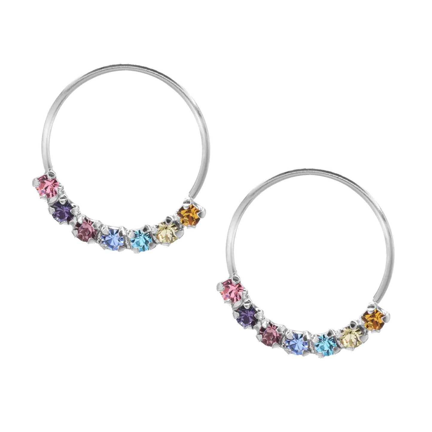 Aros de Plata Piercing Circones de Colores 10 mm