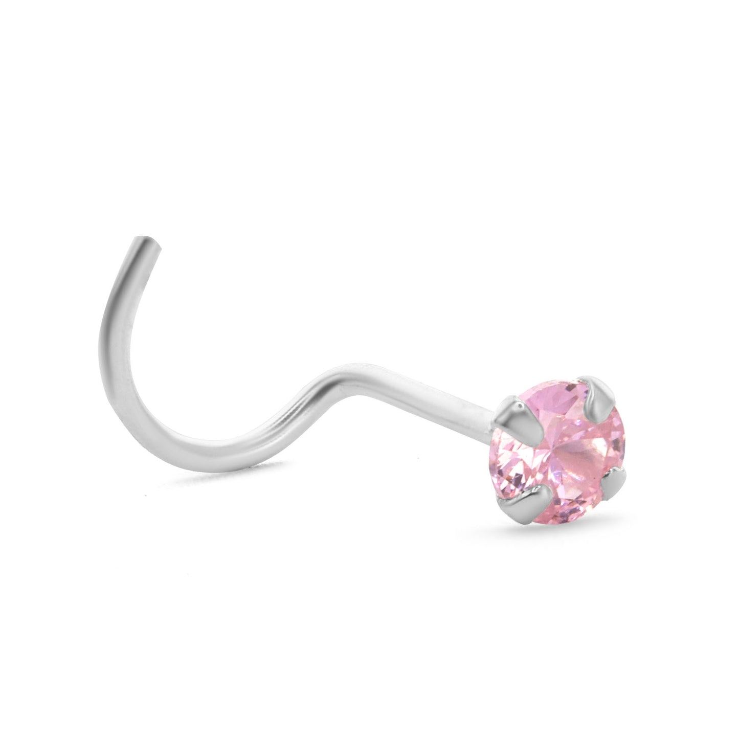 Aros de Plata Piercing de Nariz Circón Rosa