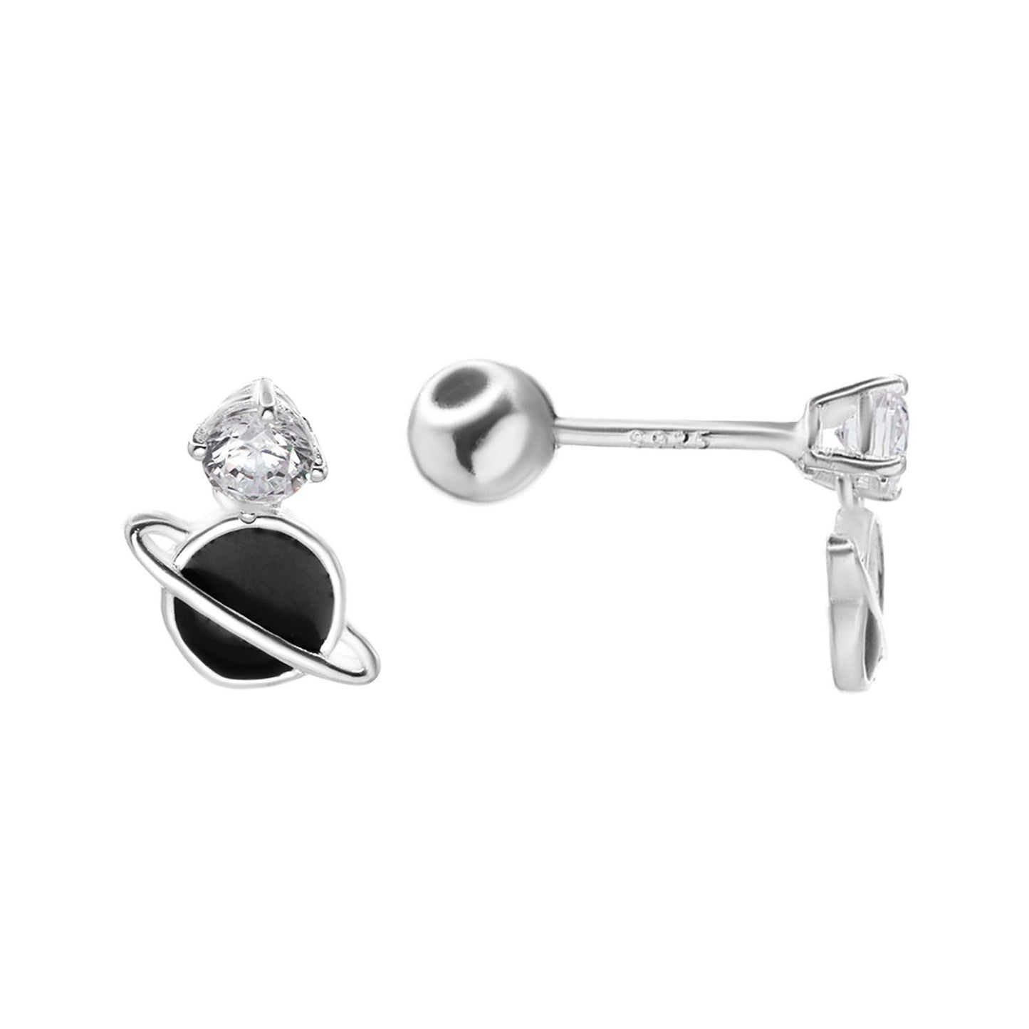 Aros de Plata Piercing - Saturno con Circón