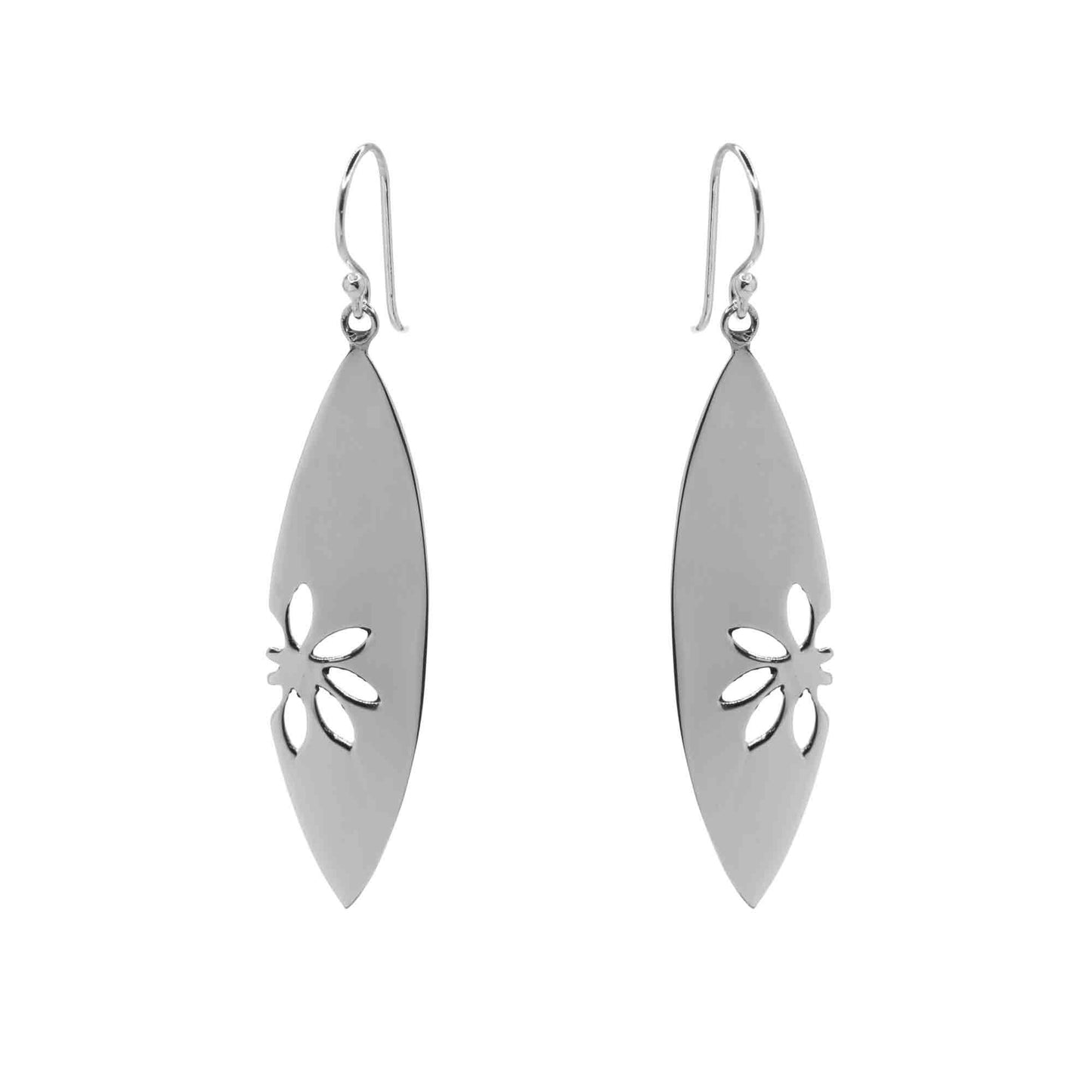 Aros de Plata 925 Placa con Calado de Flores