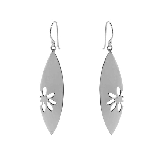 Aros de Plata 925 Placa con Calado de Flores