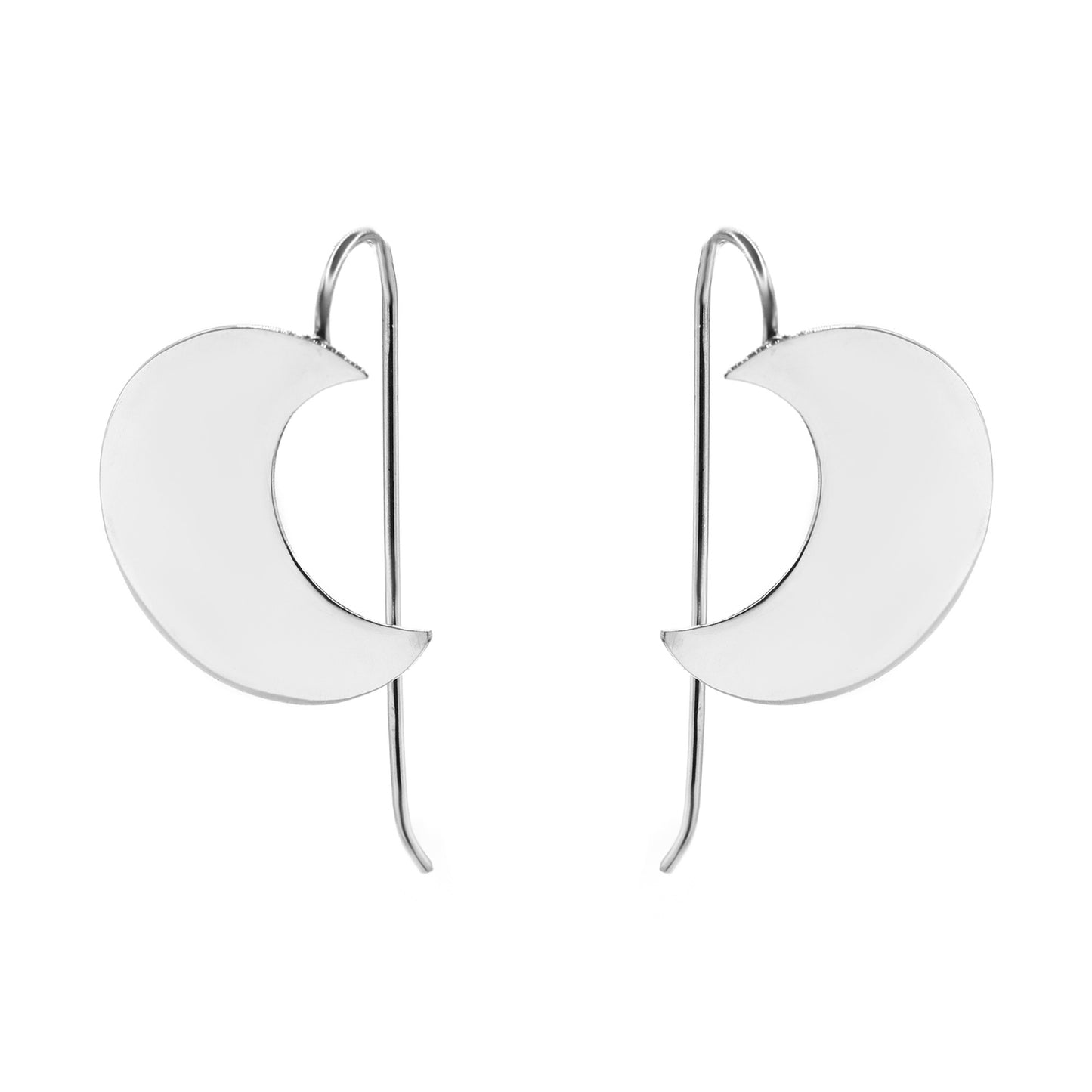 Aros de Plata 925 Placa de Luna Lisas con Gancho