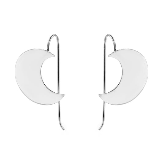 Aros de Plata 925 Placa de Luna Lisas con Gancho