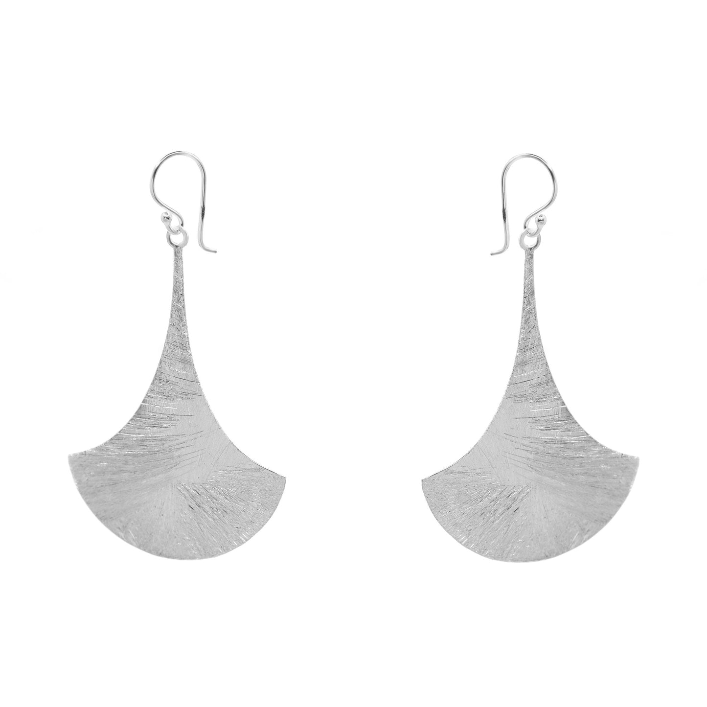 Aros de Plata 925 Placa Diseño Hoja con Textura Satinada