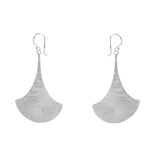 Aros de Plata 925 Placa Diseño Hoja con Textura Satinada