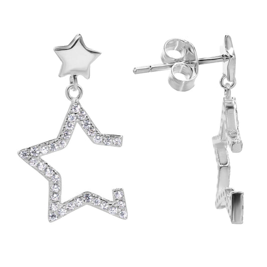 Aros de Plata 925 Placas de Estrella Lisa con Figura de Estrella con Circones