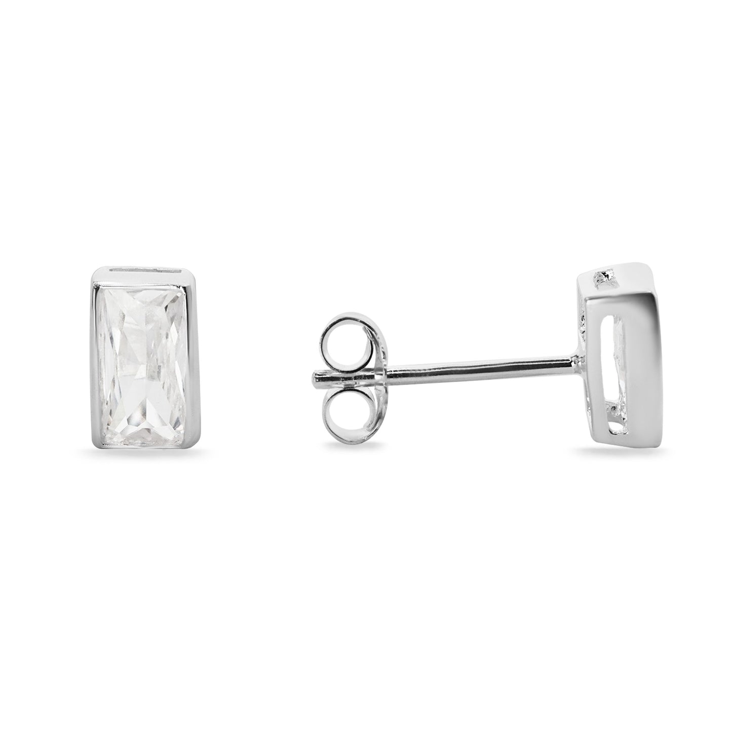 Aros de Plata 925 Rectángulo de Circón