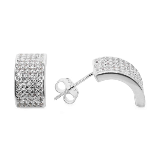 Aros de Plata 925 Semi Argolla con Circones