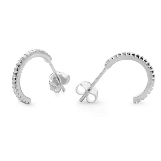 Aros de Plata 925 Semi Argollas con Circones 13 mm