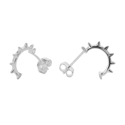 Aros de Plata 925 Semi Argollas con Puntas