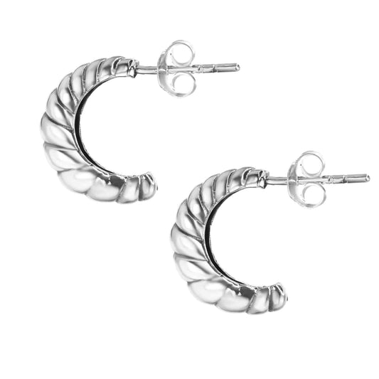 Aros de Plata 925 Semi Argollas Enroscada Gruesas