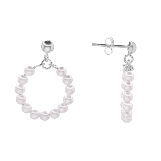 Aros de Plata 925 Semi Esfera con Argolla de Perlas