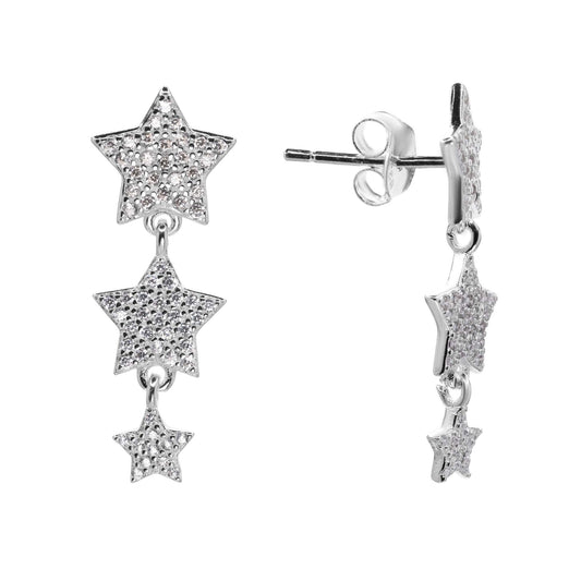 Aros de Plata 925 Serie Estrellas con Circones