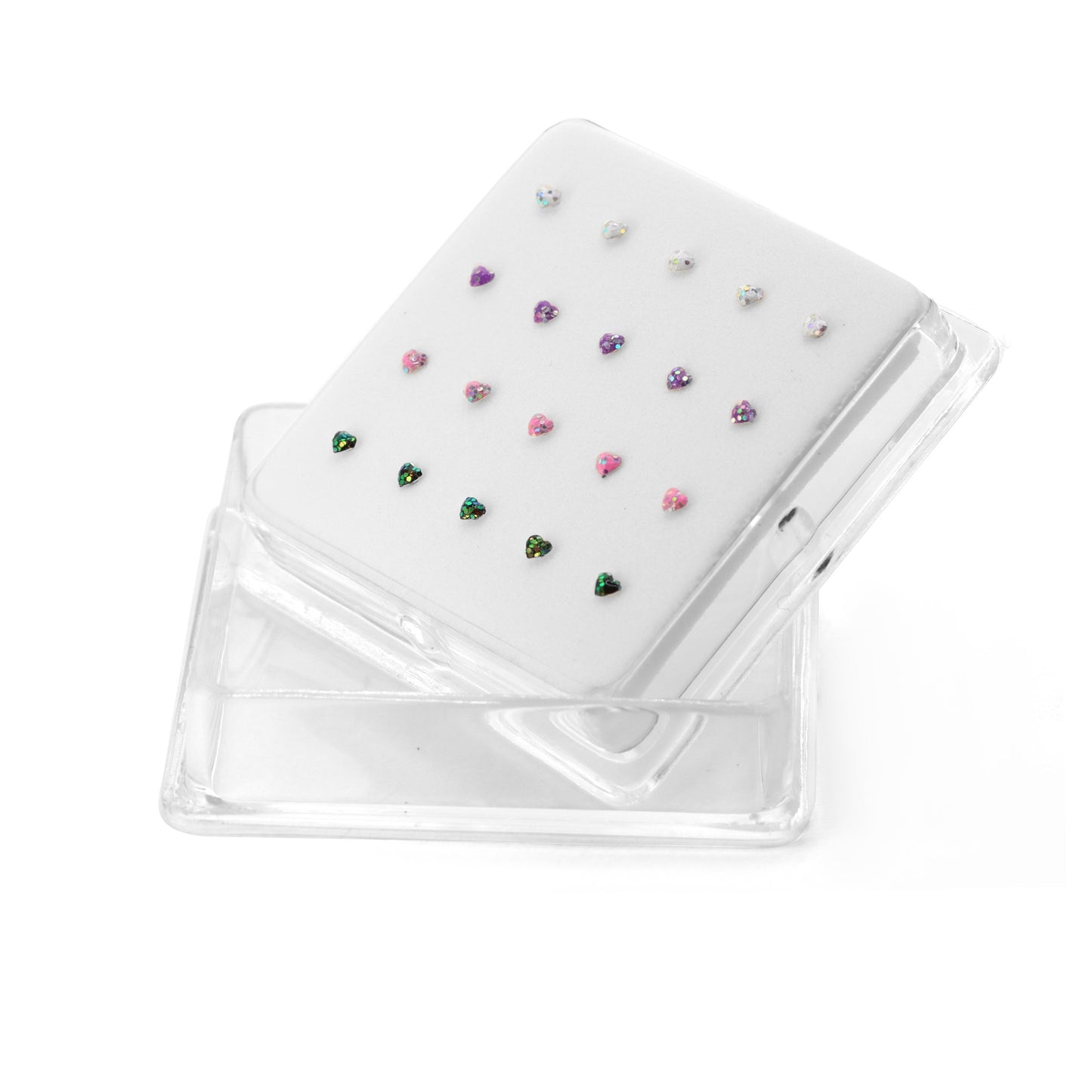 Aros de Plata Set Caja de Piercing Corazón para Nariz 2.5 mm