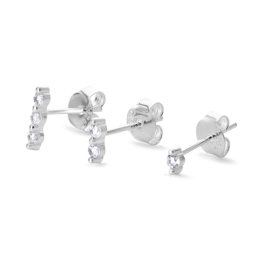 Aros de Plata 925 Set Trío de Serie de Circones