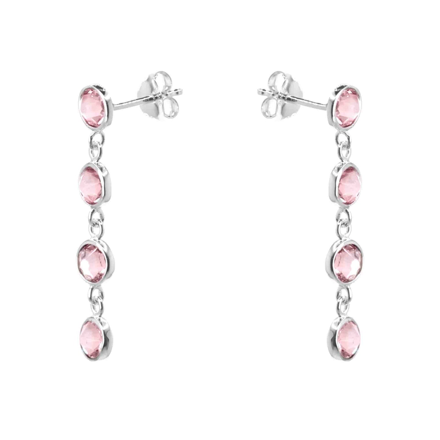 Aros de Plata 925 Swarovski Elements Serie de Cristales Rosa