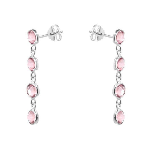Aros de Plata 925 Swarovski Elements Serie de Cristales Rosa