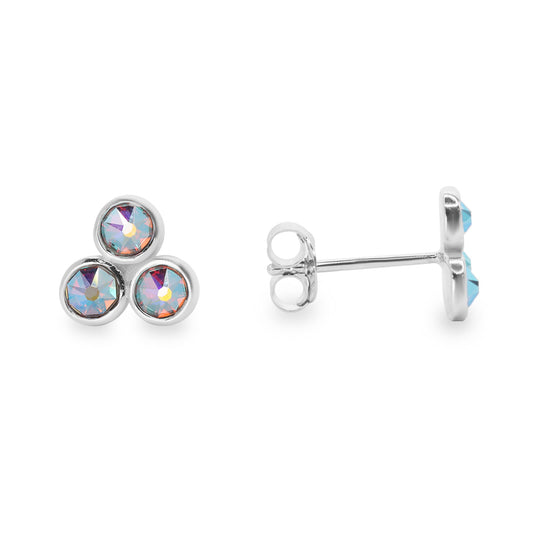 Aros de Plata 925 Swarovski Elements Trío Cristales Tornasol