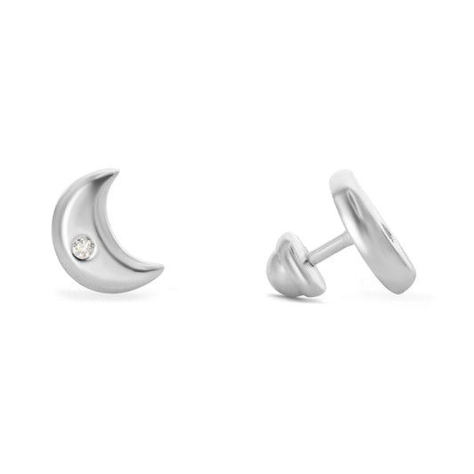 Aros de Plata Tope - Luna con Circón