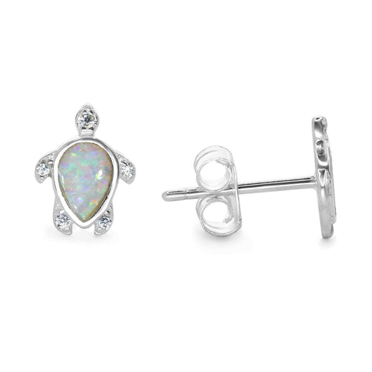 Aros de Plata 925 Tortugas con Circones y Ópalo Australiano