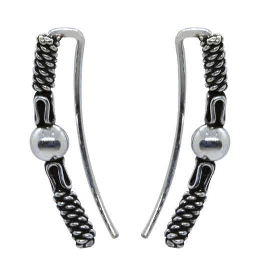 Aros de Plata 925 Trepador Bali con Esfera