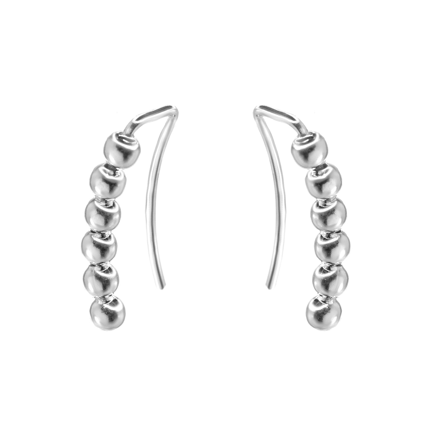 Aros de Plata 925 Trepadores con Esferas Lisas Pequeñas