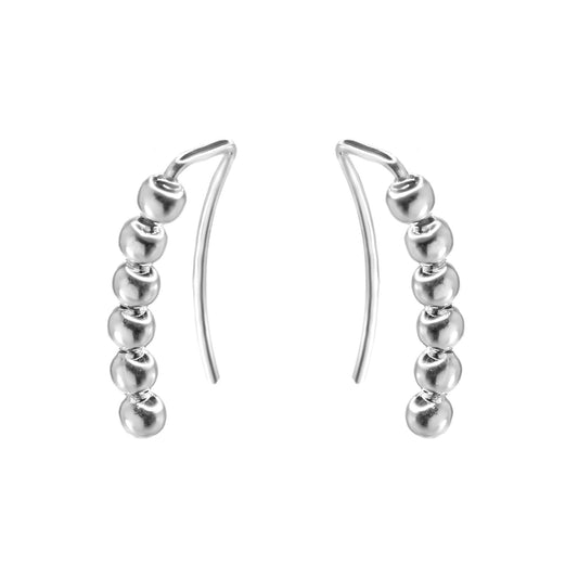 Aros de Plata 925 Trepadores con Esferas Lisas Pequeñas