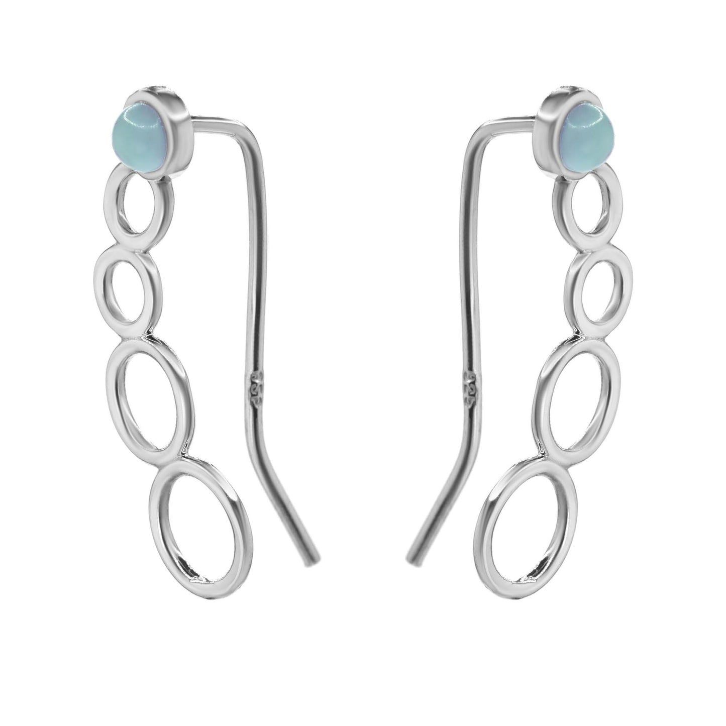 Aros de Plata 925 Trepadores de Círculo con Piedra Calcedonia