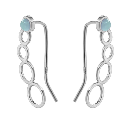 Aros de Plata 925 Trepadores de Círculo con Piedra Calcedonia