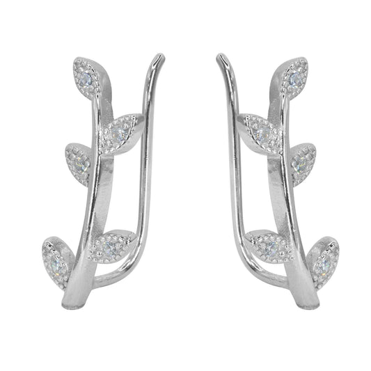 Aros de Plata 925 Trepadores Hojas de Laurel