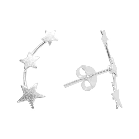 Aros de Plata 925 Tres Estrellas Degrade