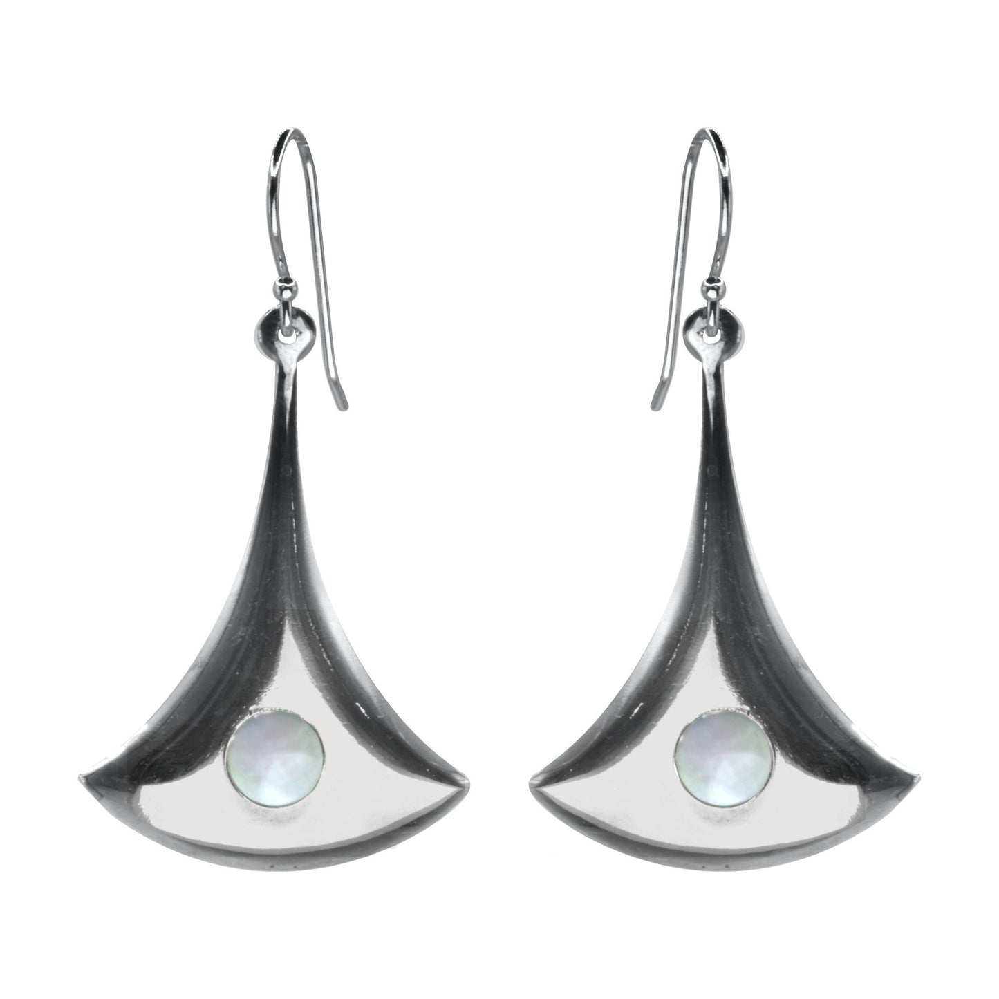 Aros de Plata 925 Triángulos con Nácar