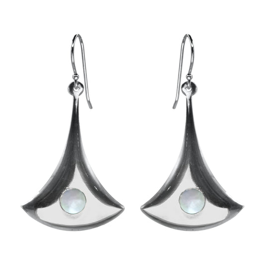 Aros de Plata 925 Triángulos con Nácar