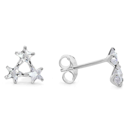 Aros de Plata 925 Trío de Estrellas con Circones