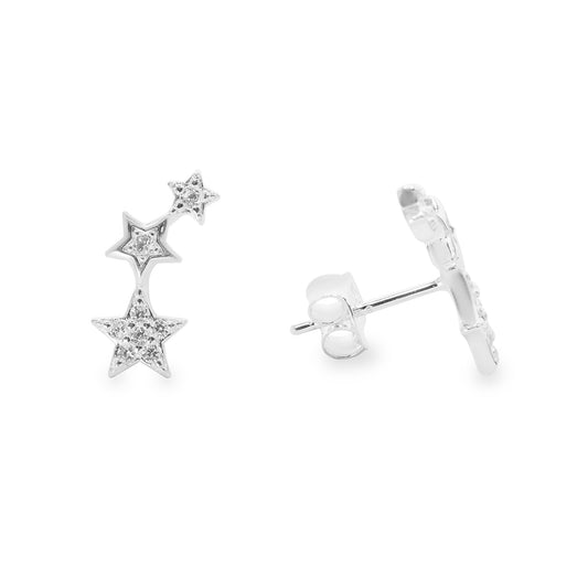 Aros de Plata 925 Trío de Estrellas con Circones