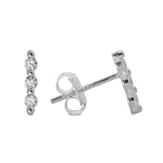 Aros de Plata 925 Vara con Triple Circón