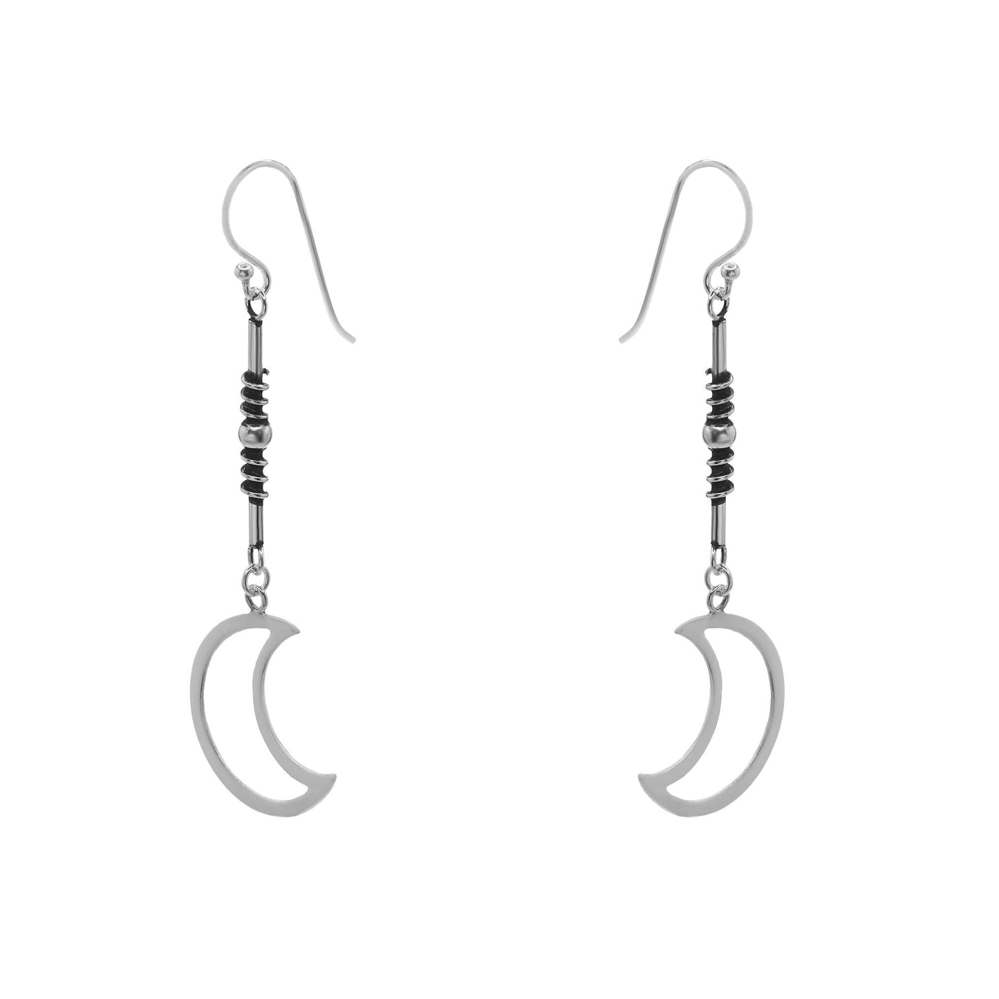 Aros de Plata 925 Varitas y Luna lisa