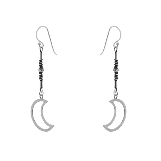 Aros de Plata 925 Varitas y Luna lisa