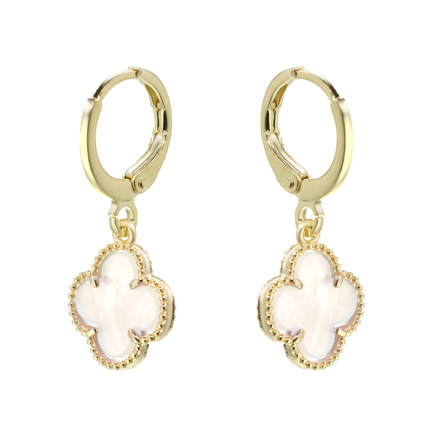 Aros Enchapados en Oro Argollas con Colgantes Estilo Trébol