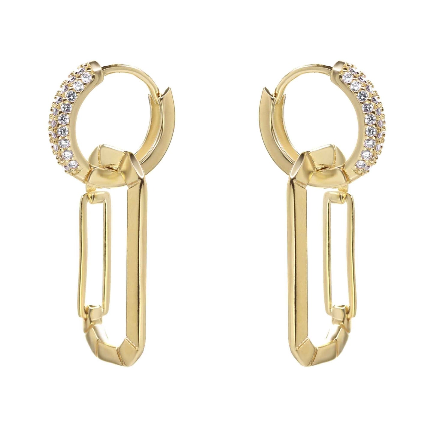 Aros Enchapados en Oro Argollas de Circones con Colgantes Estilo Pasador