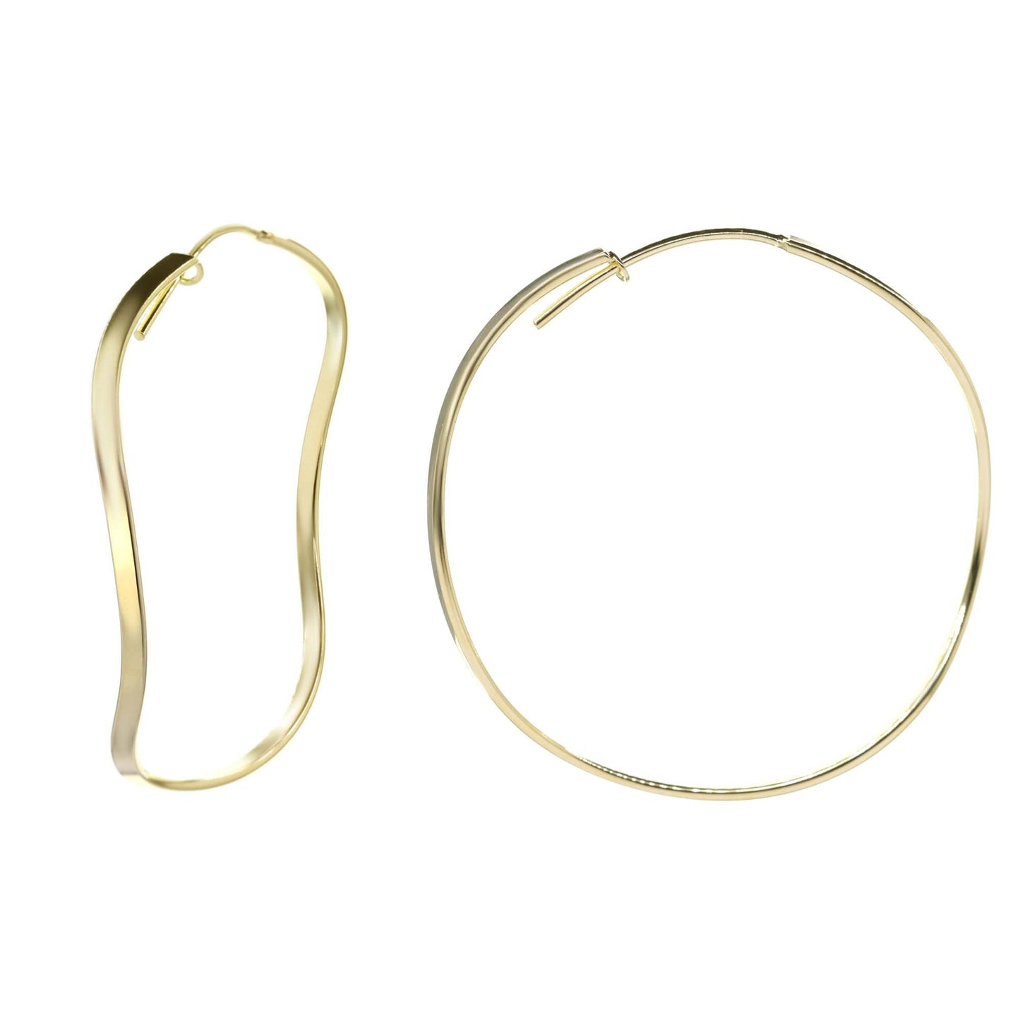 Aros Enchapados en Oro Argollas Lisas Curvas 42mm