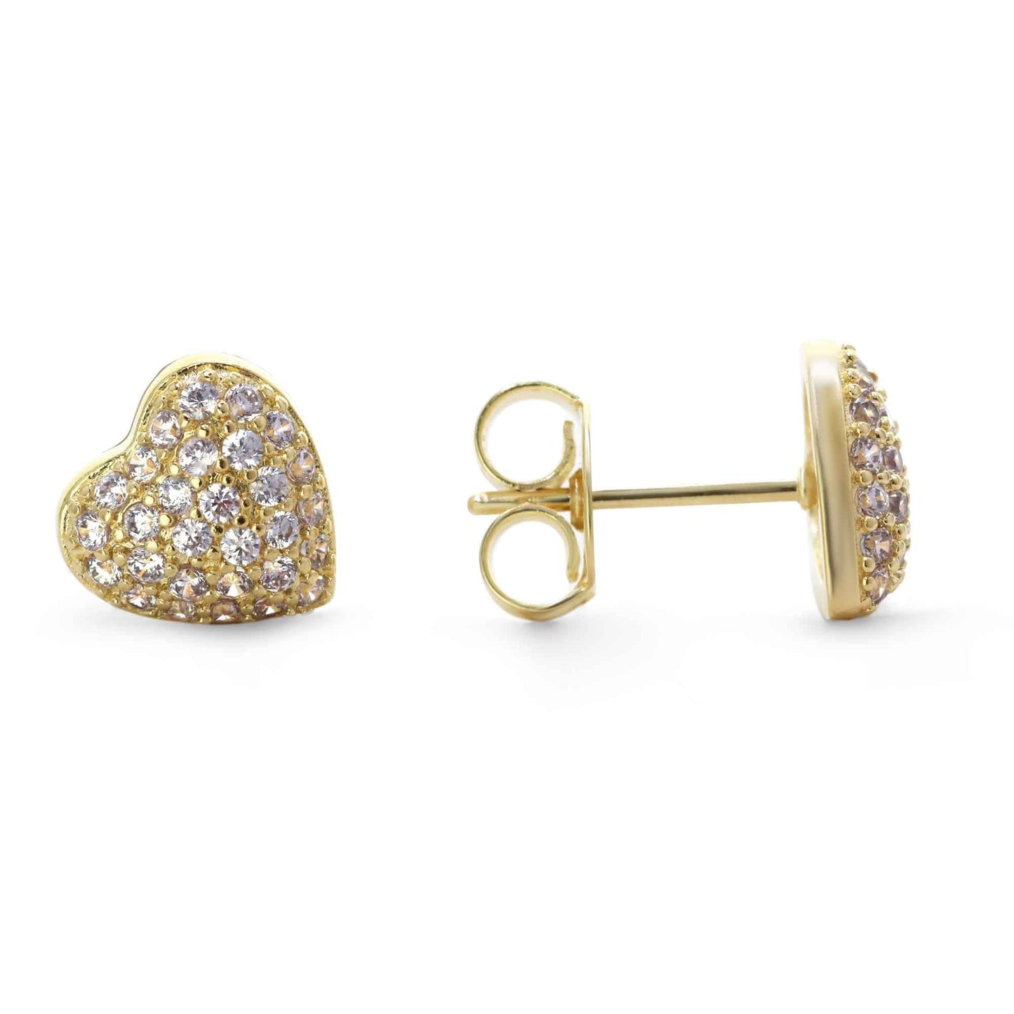 Aros Enchapados en Oro Corazón con Serie de Circones