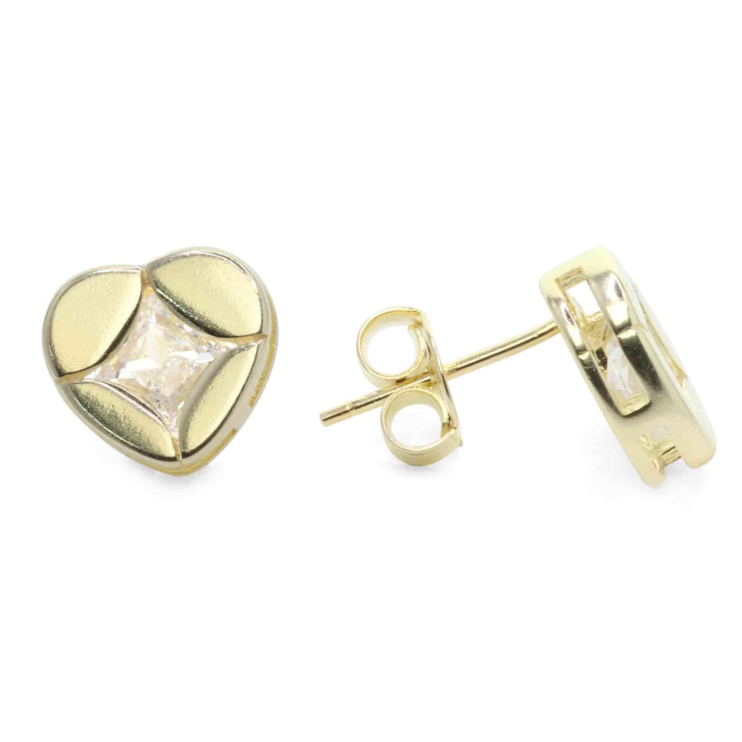 Aros Enchapados en Oro Corazones con Circón
