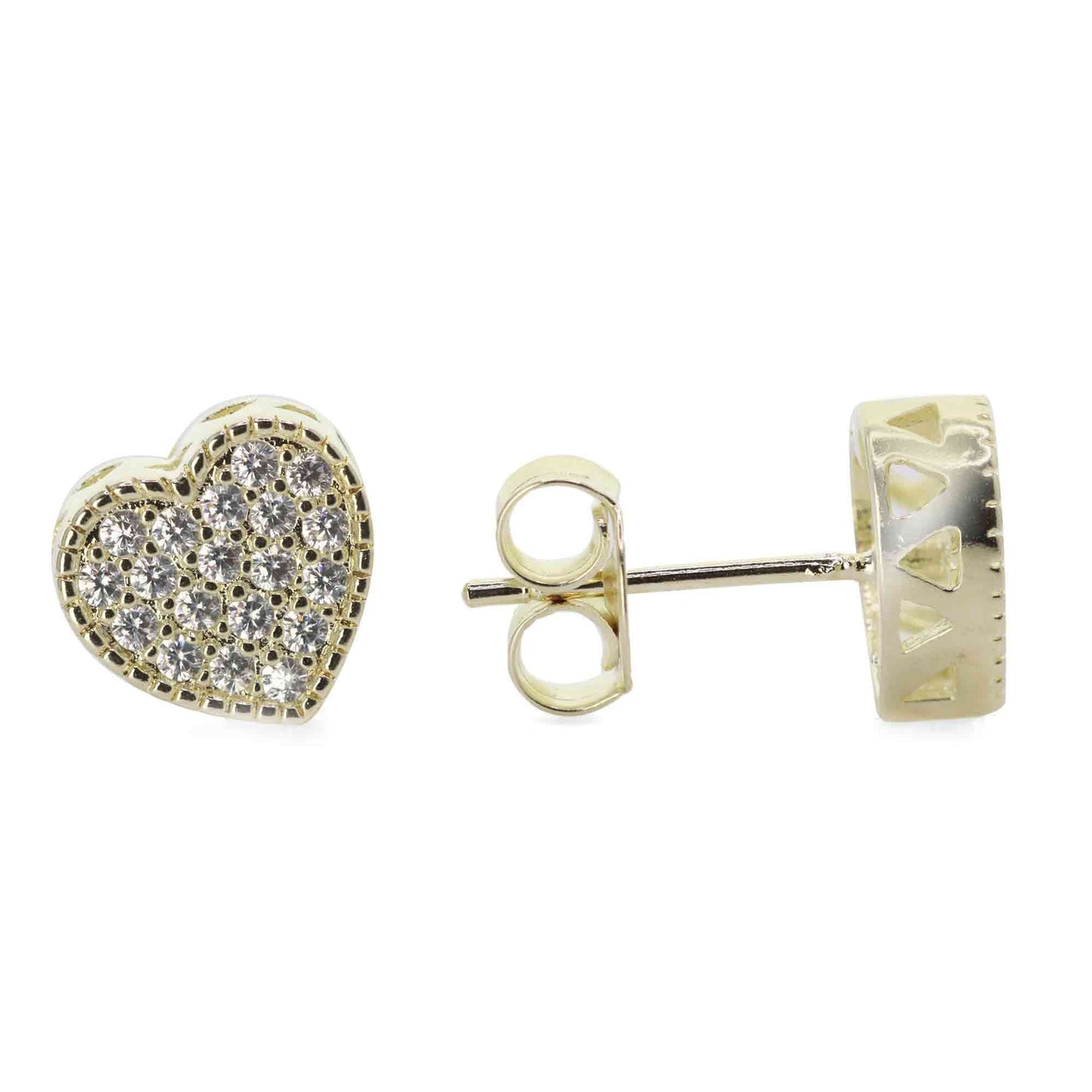 Aros Enchapados en Oro Corazones con Circones