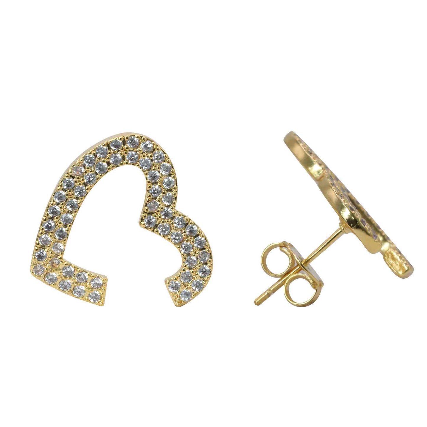 Aros Enchapados en Oro Corazones Placas de Circones
