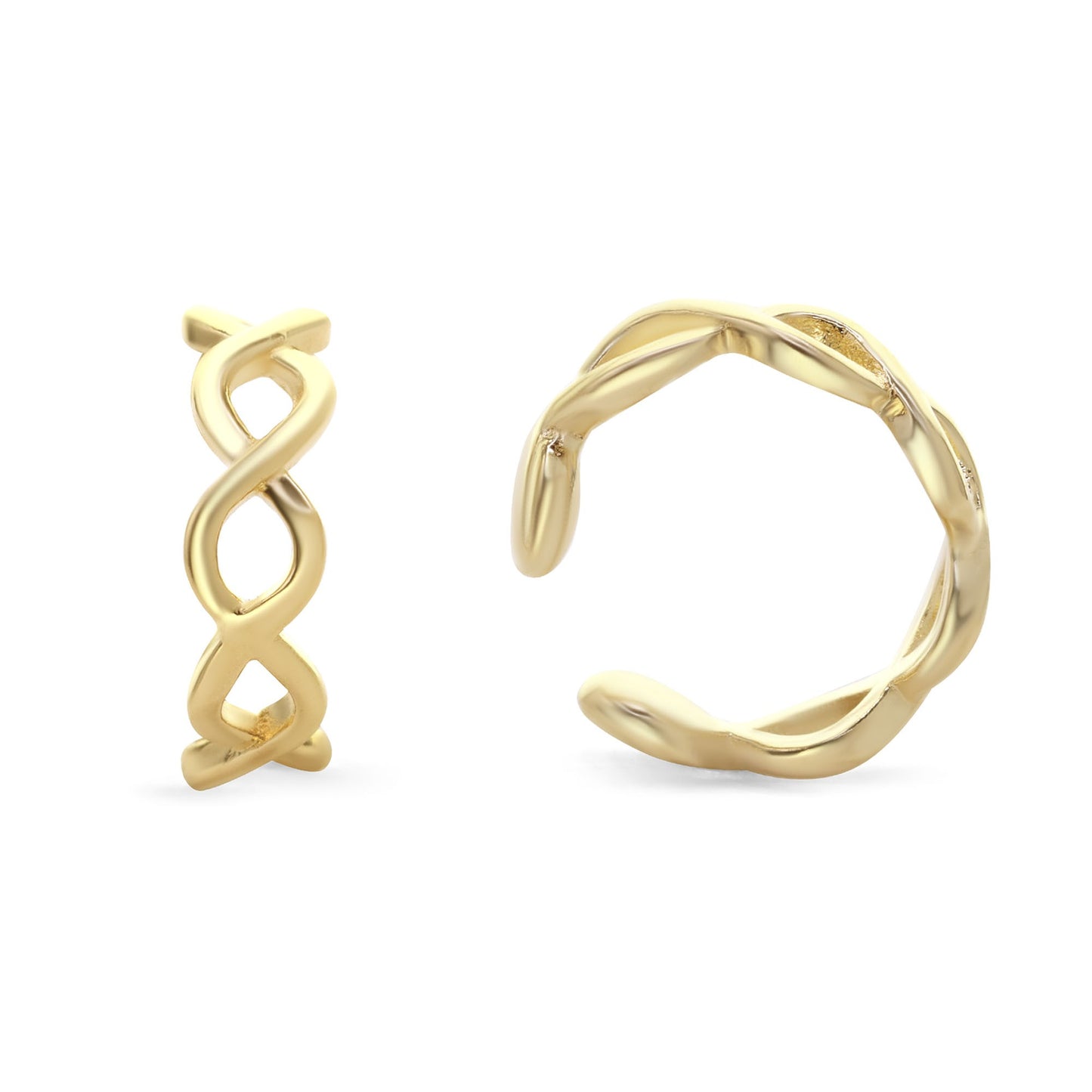 Aros Enchapados en Oro Cuff Diseño Trenzado 12 mm